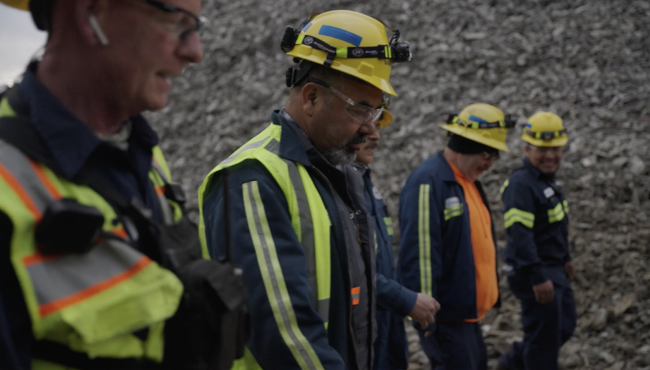 Radius Recycling employees conducting safety walk at scrap yard