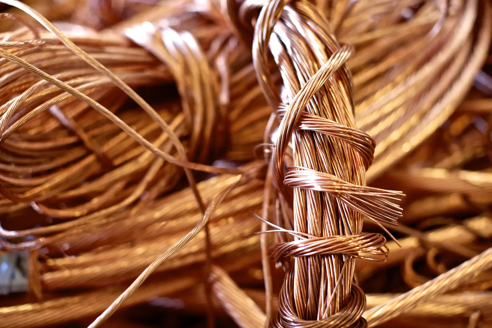 Copper recycling Copper scrap metal collected for recycling