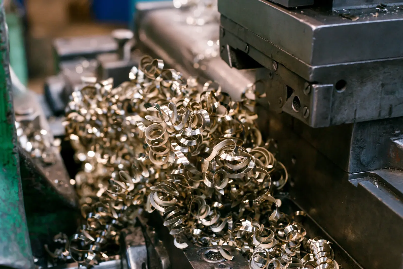 Metal shavings and swarf from large scale industrial machining process