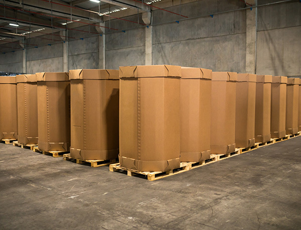 Large palletized cardboard containers for recycling management