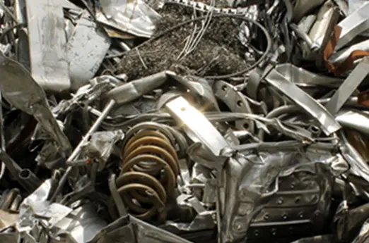 Light iron scrap metal from appliances, car body panels, and thin sheet metal