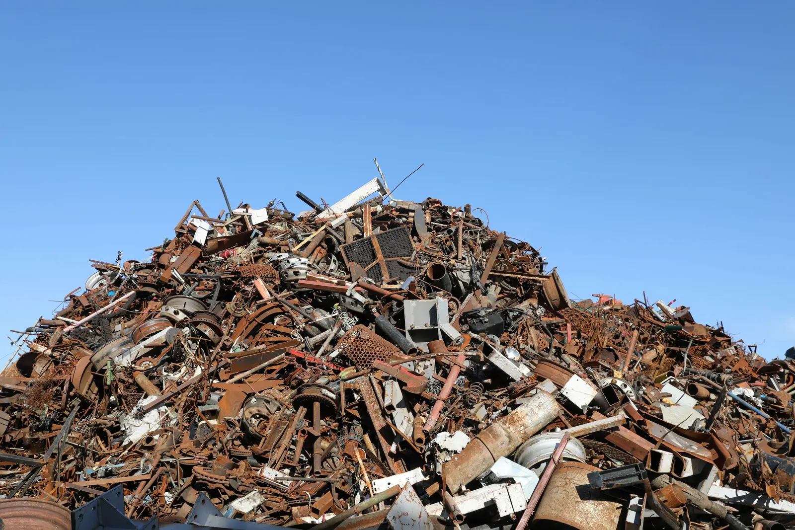 Pile of light iron thin gauge sheet metal scrap