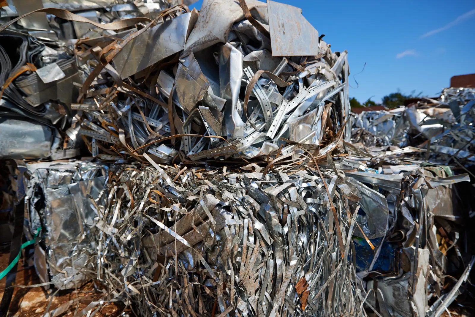 Processed scrap metal prepared for recycling